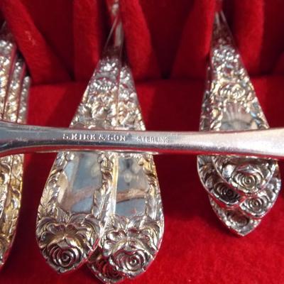 Kirk Stieff Rose Sterling Silerware 47 Pcs