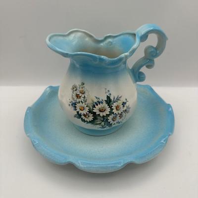 Vintage Floral Pitcher and Wash Basin