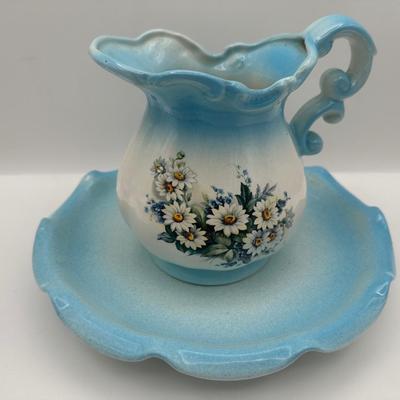 Vintage Floral Pitcher and Wash Basin
