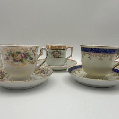 VTG Hand Painted Occupied Japan Tea Cups & Saucers