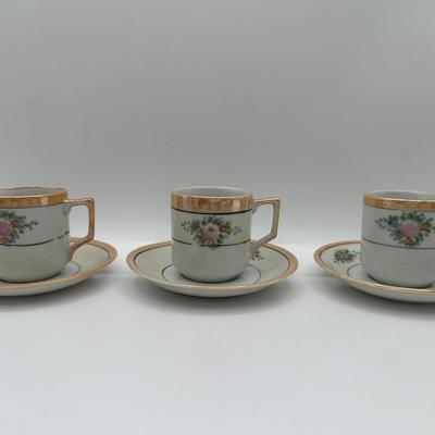 VTG Hand Painted Occupied Japan Tea Cups & Saucers