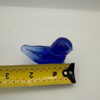 Signed Ray Ron Hand Blown Glass Blue Birds (2)
