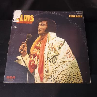 2 ELVIS VINYL RECORDS "ELVIS IN PERSON" (FAIR) "ELVIS PURE GOLD" (ALBUM IS GOOD)