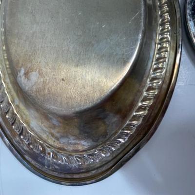 Silver-plate Lot -Dessert plates & small platter monogrammed