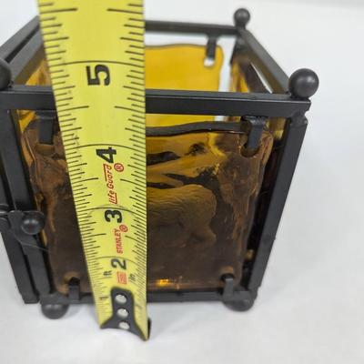 Glass Bear Design Candle Holder