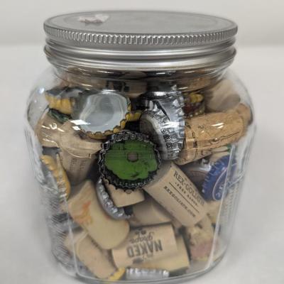 Jar Of Bottle Cap & Corks