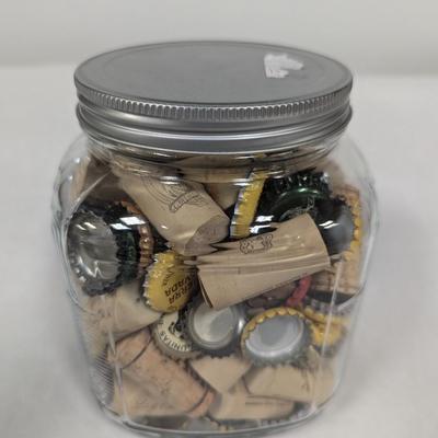 Jar Of Bottle Cap & Corks