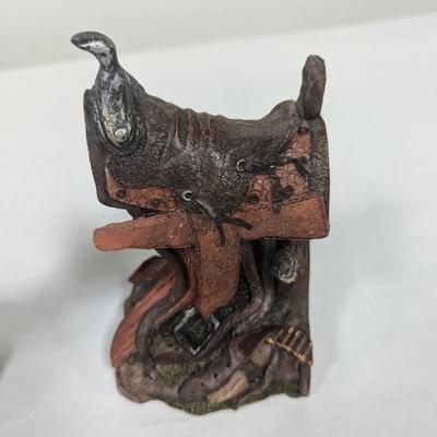 Resin Cowboy Boots/Saddle Bookends