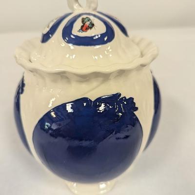 Ceramic Cookie Jar The lid has Butterflies & Bird Designs