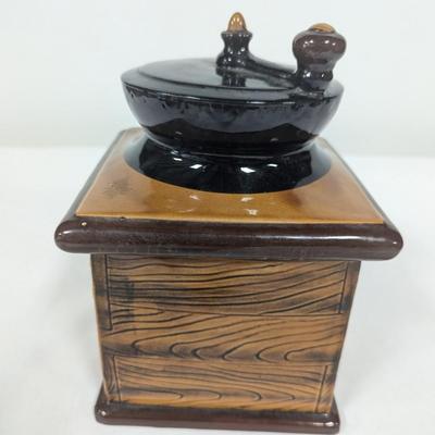 Vintage Ceramic Coffee Grinder Cookie Jar
