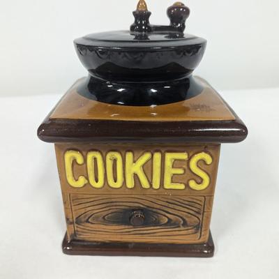 Vintage Ceramic Coffee Grinder Cookie Jar
