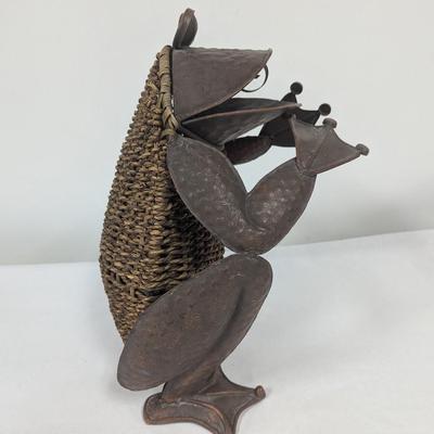 Vintage Metal & Rattan Patio Frog