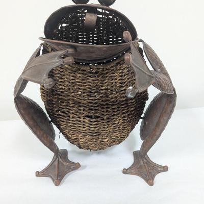 Vintage Metal & Rattan Patio Frog