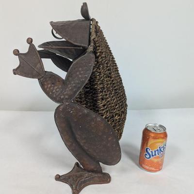 Vintage Metal & Rattan Patio Frog