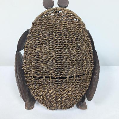 Vintage Metal & Rattan Patio Frog