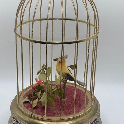 Antique Automaton Singing Bird in Cage