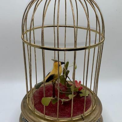 Antique Automaton Singing Bird in Cage
