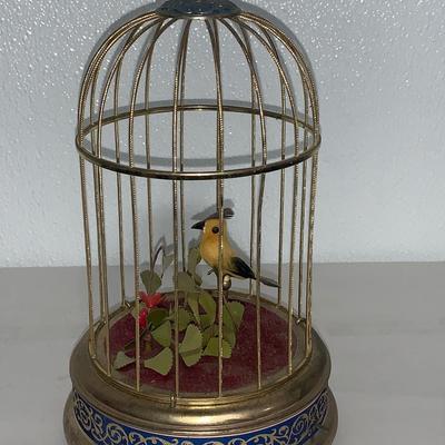 Antique Automaton Singing Bird in Cage