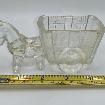 Antique Glass Candy Container - Donkey Pulling Cart
