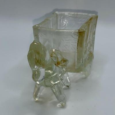 Antique Glass Candy Container - Donkey Pulling Cart