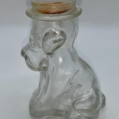 Antique Glass Candy Container - Sitting Dog