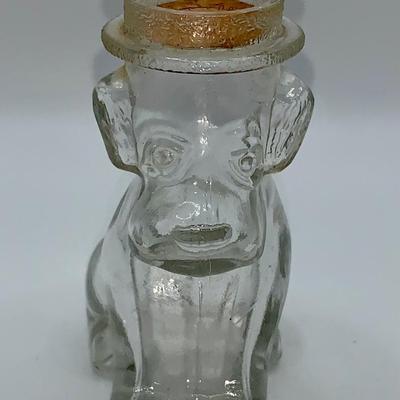 Antique Glass Candy Container - Sitting Dog