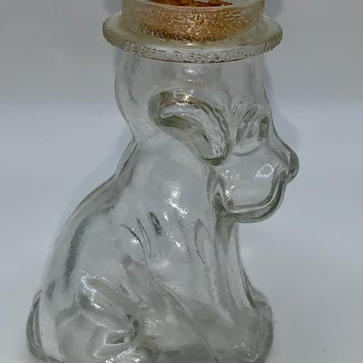 Antique Glass Candy Container - Sitting Dog