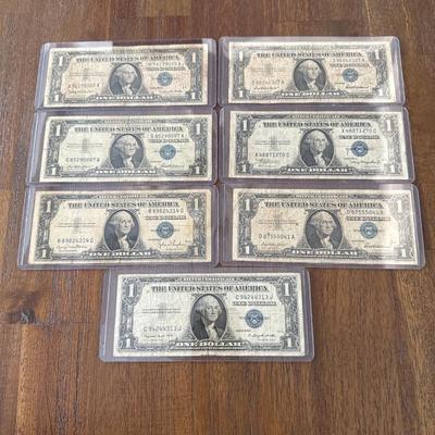 7 Silver Certificates with Various Dates