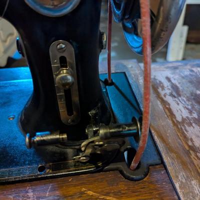Vintage Sewing Cabinet With Plymouth Machine On Wheels
