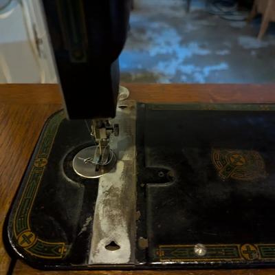 Vintage Sewing Cabinet With Plymouth Machine On Wheels