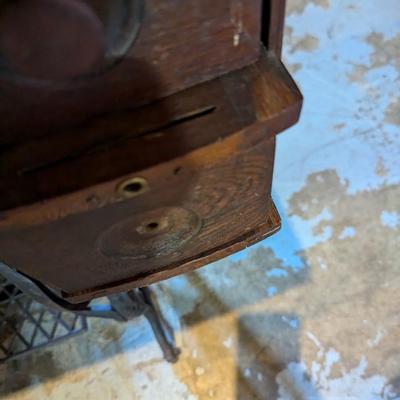 Vintage Sewing Cabinet With Plymouth Machine On Wheels