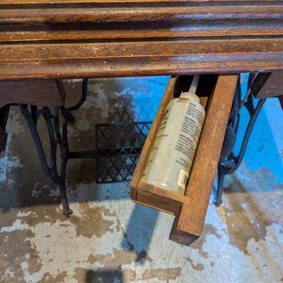 Vintage Sewing Cabinet With Plymouth Machine On Wheels