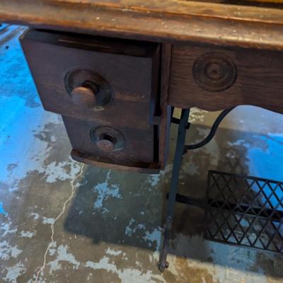 Vintage Sewing Cabinet With Plymouth Machine On Wheels