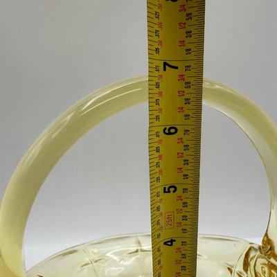 Vintage Indiana Glass Yellow Basket Stamped J.D.