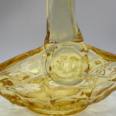 Vintage Indiana Glass Yellow Basket Stamped J.D.