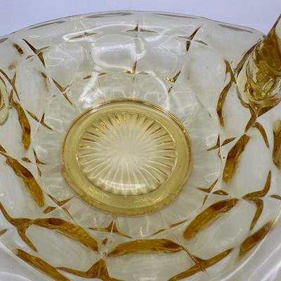 Vintage Indiana Glass Yellow Basket Stamped J.D.