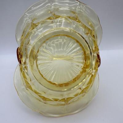 Vintage Indiana Glass Yellow Basket Stamped J.D.