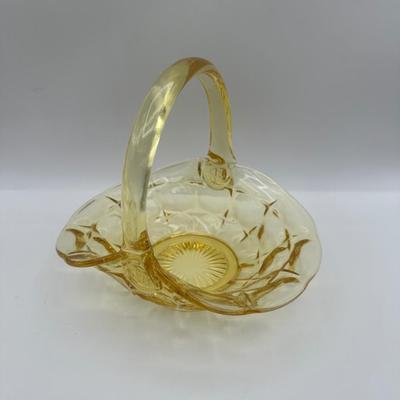 Vintage Indiana Glass Yellow Basket Stamped J.D.