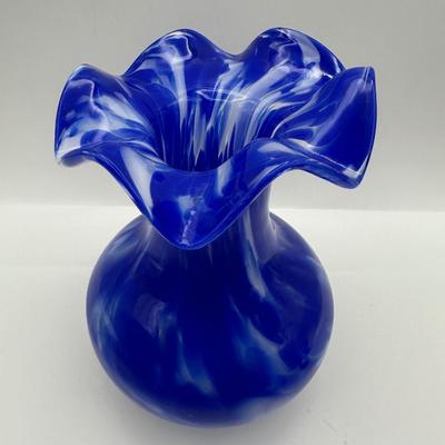 Blown Flower Art Glass and a Ruffled Edged Vase