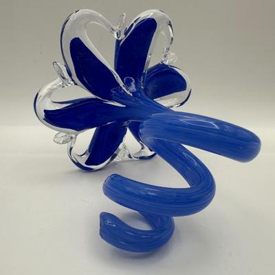Blown Flower Art Glass and a Ruffled Edged Vase