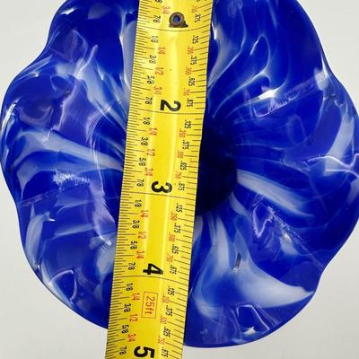 Blown Flower Art Glass and a Ruffled Edged Vase