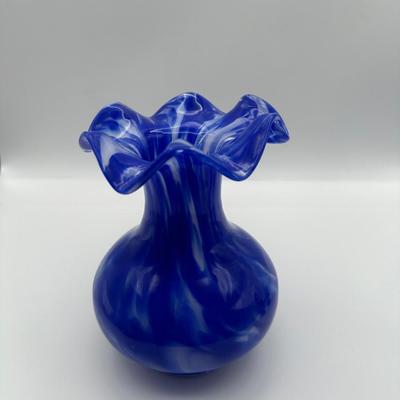Blown Flower Art Glass and a Ruffled Edged Vase