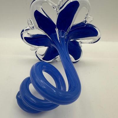 Blown Flower Art Glass and a Ruffled Edged Vase