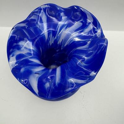Blown Flower Art Glass and a Ruffled Edged Vase