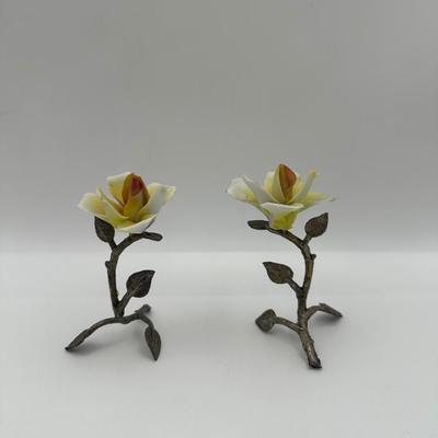 Vintage Capodimonte Napoleon Porcelain Flower Set