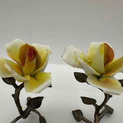 Vintage Capodimonte Napoleon Porcelain Flower Set
