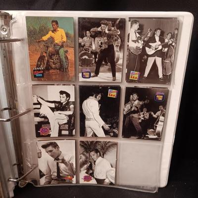 ELVIS PRESLEY SCRAPBOOK INCLUDES TRADING CARDS, CD AND PHOTO ON WOOD