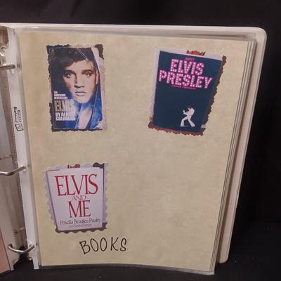 ELVIS PRESLEY SCRAPBOOK INCLUDES TRADING CARDS, CD AND PHOTO ON WOOD