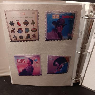 ELVIS PRESLEY SCRAPBOOK INCLUDES TRADING CARDS, CD AND PHOTO ON WOOD