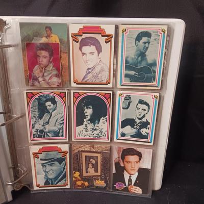 ELVIS PRESLEY SCRAPBOOK INCLUDES TRADING CARDS, CD AND PHOTO ON WOOD
